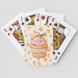 Peach Cupcake Whimsical Dots   Playing Cards