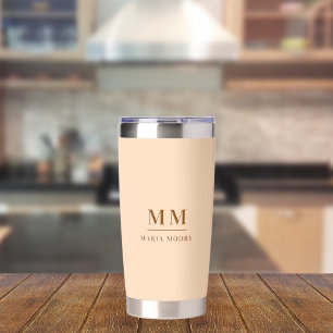 Peach custom monogram initials name insulated tumbler