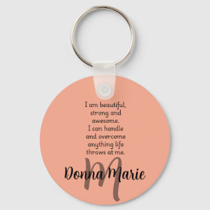 Peach Custom Name Motivational Quote   Keychain