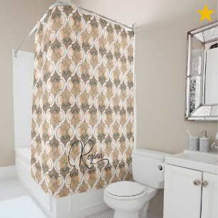 Peach Custom Name Watercolor Geometric Pattern