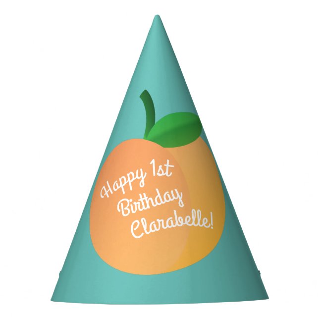 Peach Cute Kid's Birthday Party Hat (Front)