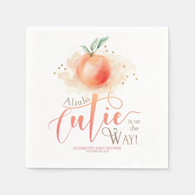 Peach Cutie Baby Shower Napkin (Front)