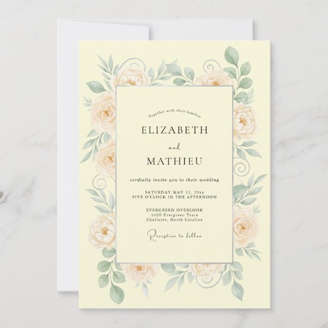 Peach Dainty Botanical Wedding Invitation (Front)