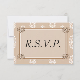 Peach Damask Wedding RSVP Card
