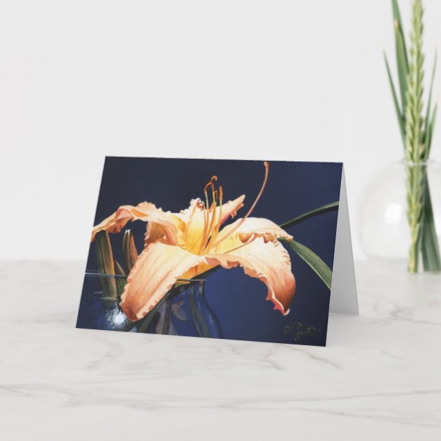 Peach Day Lily Greeting Card (Front)