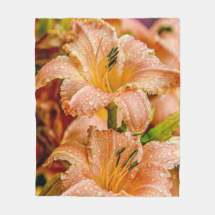 Peach Daylily Fleece Blanket