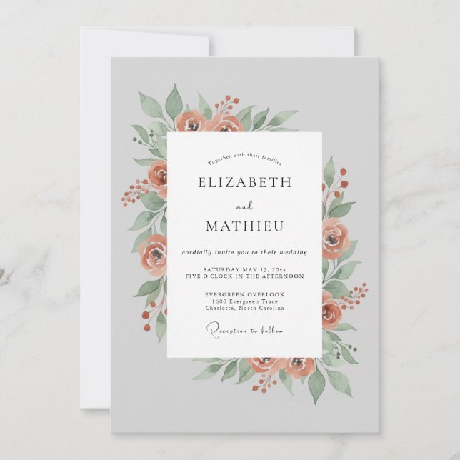 Peach Delicate Blossom Wedding Invitation (Front)