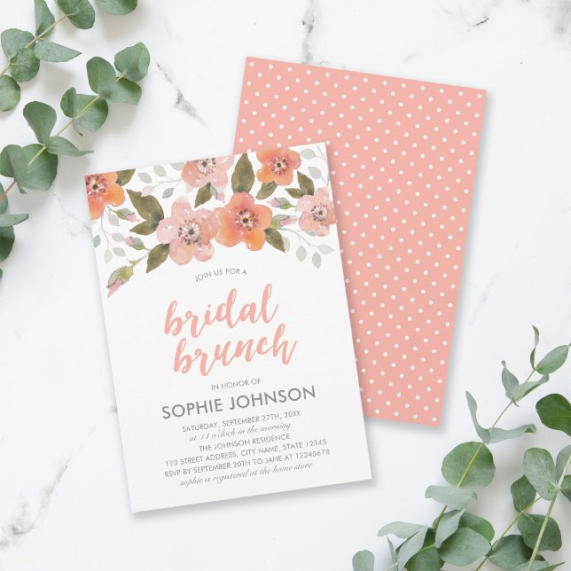 Peach Delicate Floral Bridal Brunch Invitation (Creator Uploaded)
