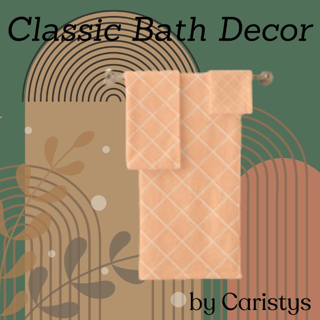 Peach Diamond Pattern Bath Towel Set (Creator Uploaded)