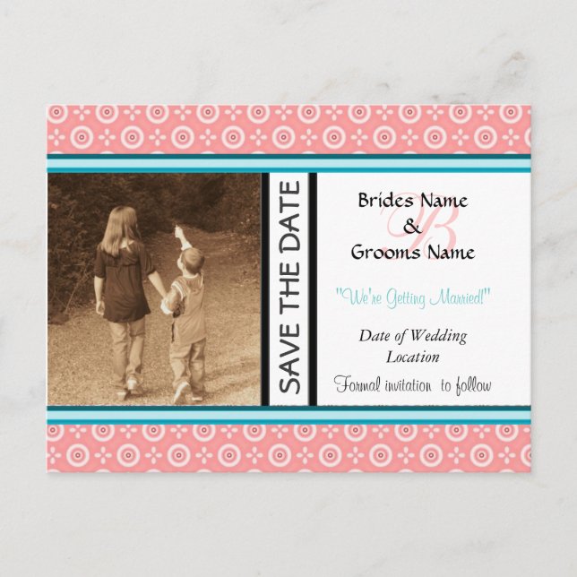 Peach Dot Enregistrer La Date Modèle Carte Postale (Devant)
