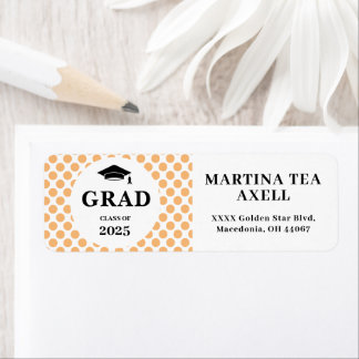 Peach Dots Graduation Return Address Label