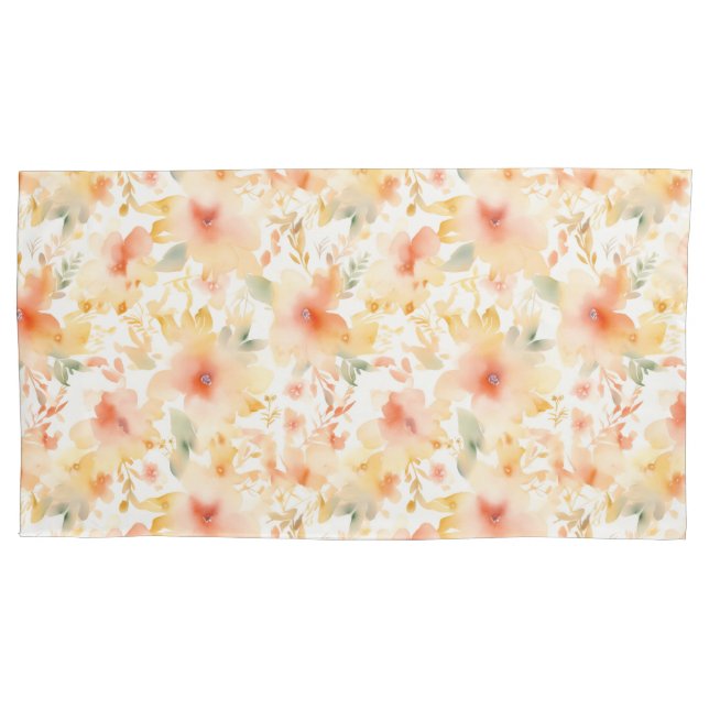 Peach Dreams Abstract Floral King Pillow Case (Front)