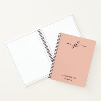 Peach du carnet de notes de monogramme