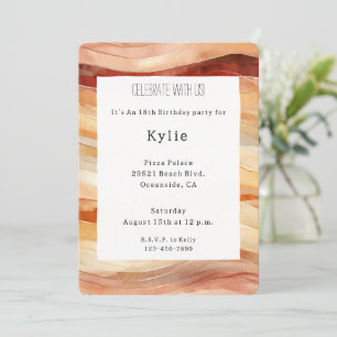Peach Dusty Cream Waves Birthday Invitation