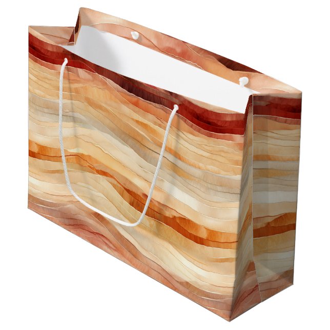 Peach Dusty Cream Waves Birthday Large Gift Bag (Front Angled)