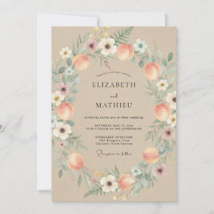 Peach Earthy Orchard Wedding Invitation