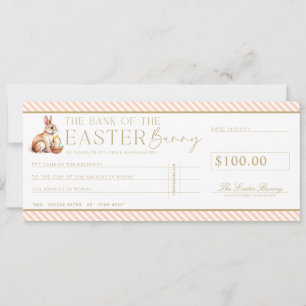 Peach Easter Cheque Gift Voucher Card