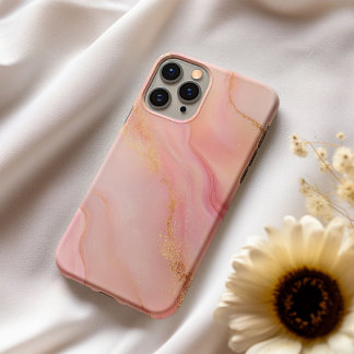 Peach Éclat – Blush Peach & Gold Marble Phone Case