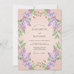 Peach Ethereal Lilac Spring Wedding Invitation