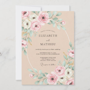 Peach Exquisite Botanical Wedding Invitation
