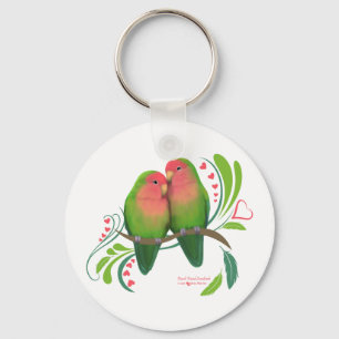 Peach Faced Love Birds Keychain