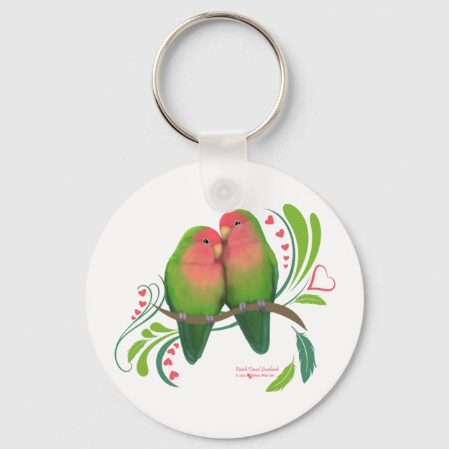 Peach Faced Love Birds Keychain (Front)