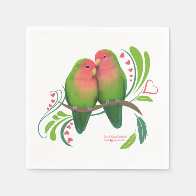 Peach Faced Love Birds Napkin (Front)