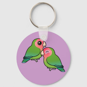 Peach-faced Lovebird Adorable Pair Keychain