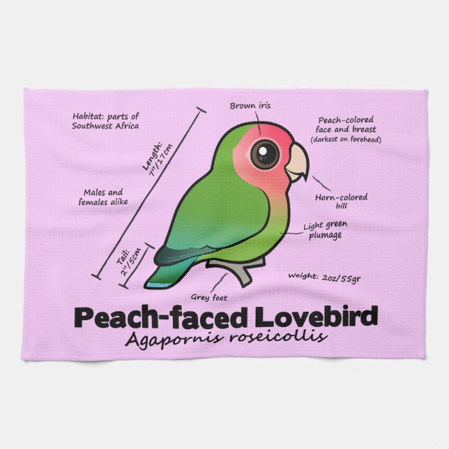 Peach-faced Lovebird Statistics Kitchen Towel (Horizontal)