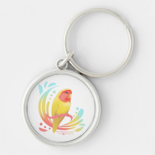 Peach Faced Lutino Lovebird Keychain