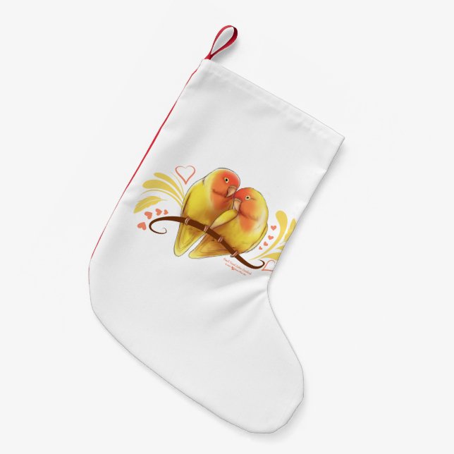 Peach Faced Lutino Lovebirds Small Christmas Stocking (Front (Hanging))