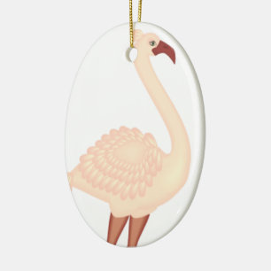 Peach Flamingo Ceramic Ornament
