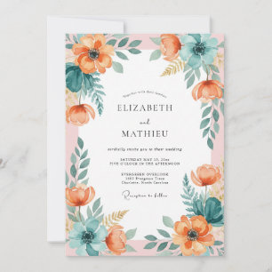 Peach Floral Arch Flourish Wedding Invitation