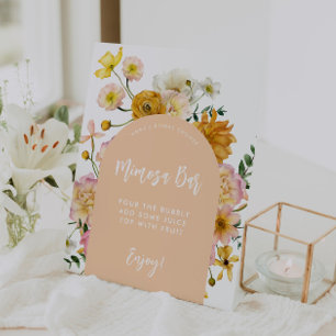 Peach Floral Arch Mimosa Bar Sign