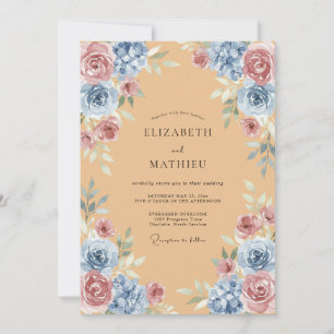 Peach Floral Arch Romance Wedding Invitation