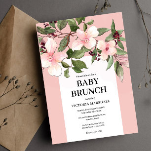 Peach Floral Baby Brunch Invitation