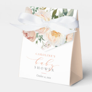 Peach Floral Baby In Bloom Girl Baby Shower Favor Box