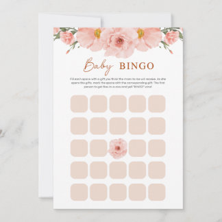Peach Floral Baby Shower BINGO Card