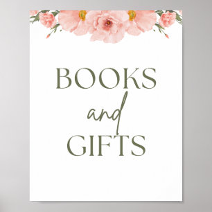 Peach Floral Baby Shower Books & Gifts Poster