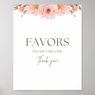 Peach Floral Baby Shower Favours Poster