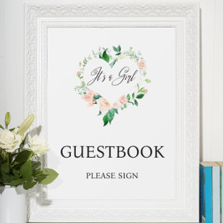 Peach Floral Baby Shower Guestbook