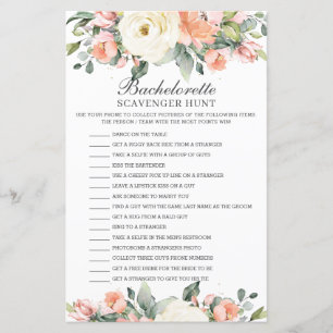 Peach Floral Bachelorette Scavenger Hunt Game