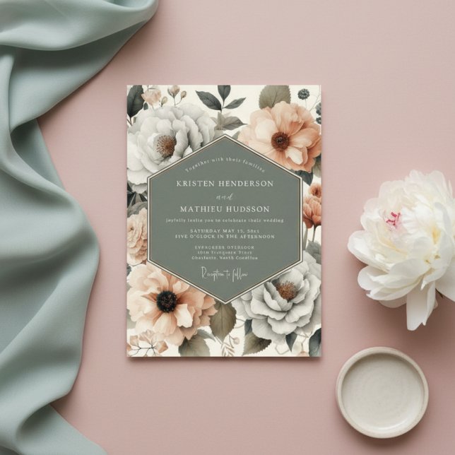 Peach Floral Bloom Wedding Invitation (Creator Uploaded)