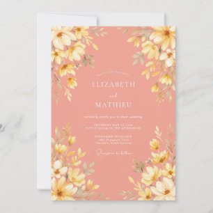 Peach Floral Botanical Wedding Invitation