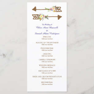 Peach Floral Bouquet Wedding Program