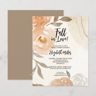 Peach Floral Bridal Shower Budget Invitations
