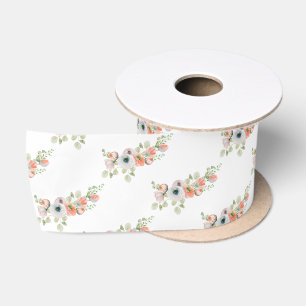 Peach Floral Bridal shower  Satin Ribbon