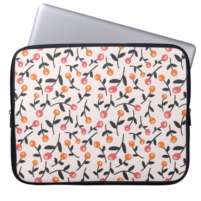 Peach Floral Bud Laptop Sleeve (Front)