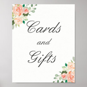 Peach Floral Cards And Gifts Wedding Poster