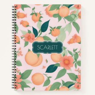 Peach Floral Colorful Personalized Pattern Notebook